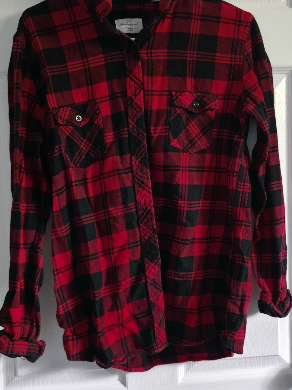 4/$67 Deal! Red & Black Plaid Flannel Shirt - Classic Lumberjack Style